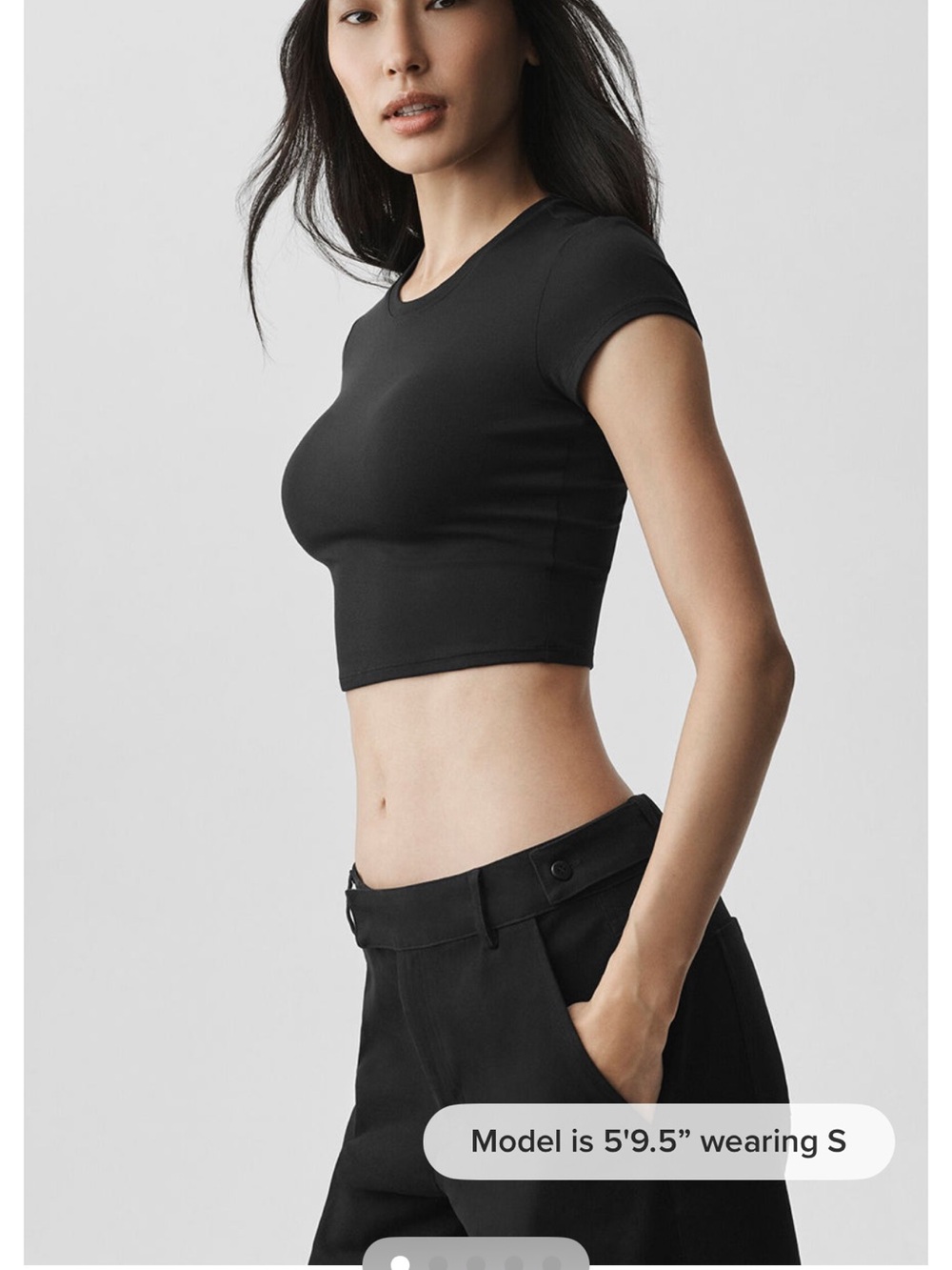 ALO Yoga Black Short-Sleeve Crop Top